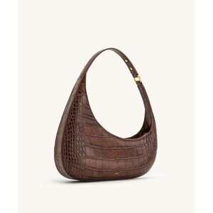 JW PEI Chocolate Croc-Embossed Shoulder Bag